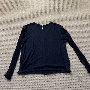 Free People Black Long Sleeve Top